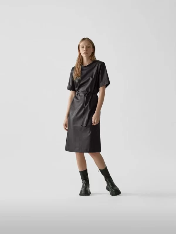 Schlussverkauf ⭐ Designers Remix Midikleid Mit Taillengürtel – Schwarz ⌛ 5